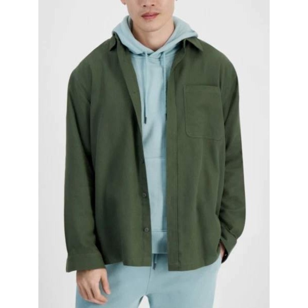 NEW MODE OF ONE Flannel Woven Relaxed Fit Button Down Shirt Ivy Green Men's XXL